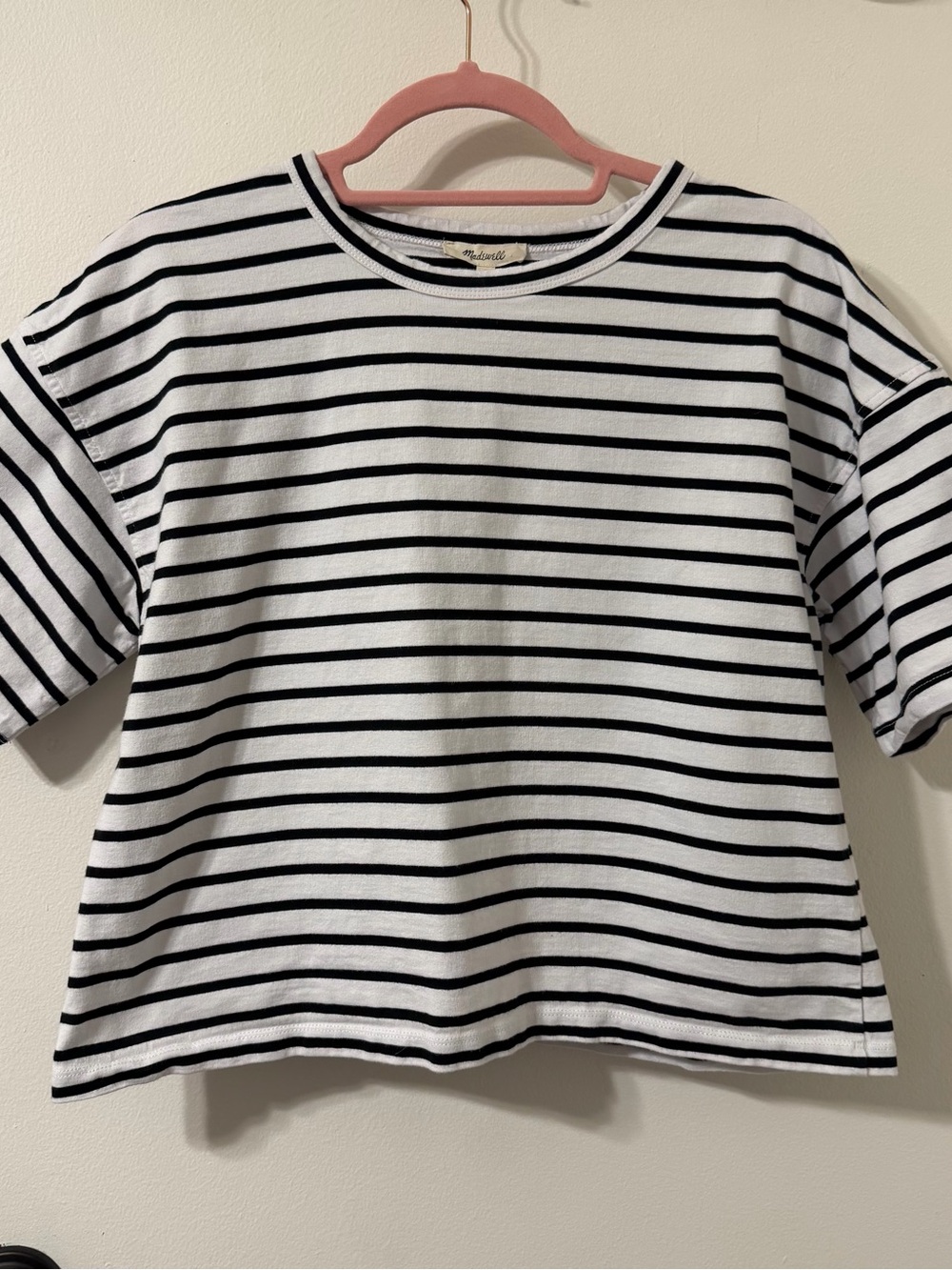 Madewell Black and White Striped Boxy Tee